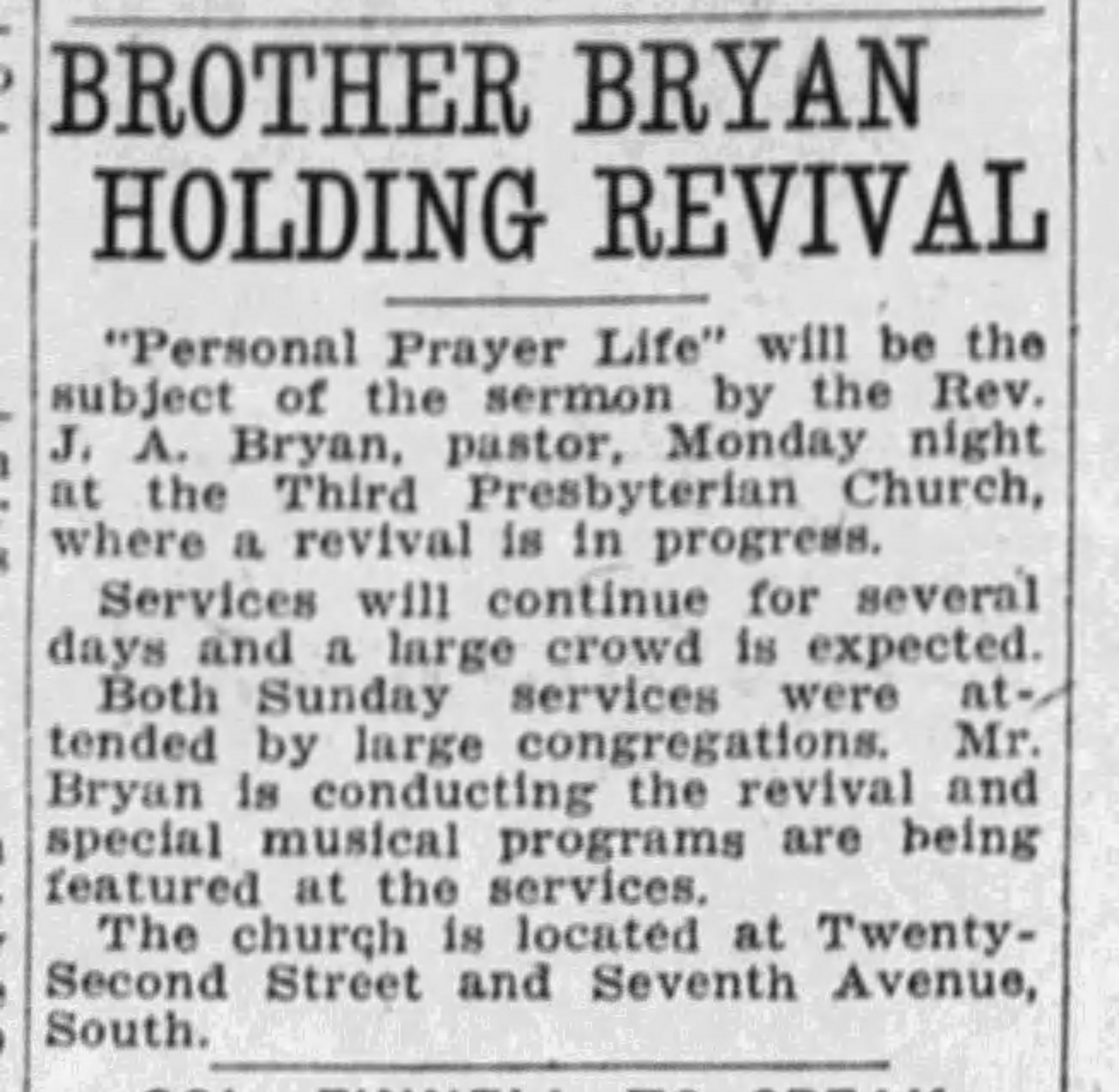 Brother Bryan Holding Revival